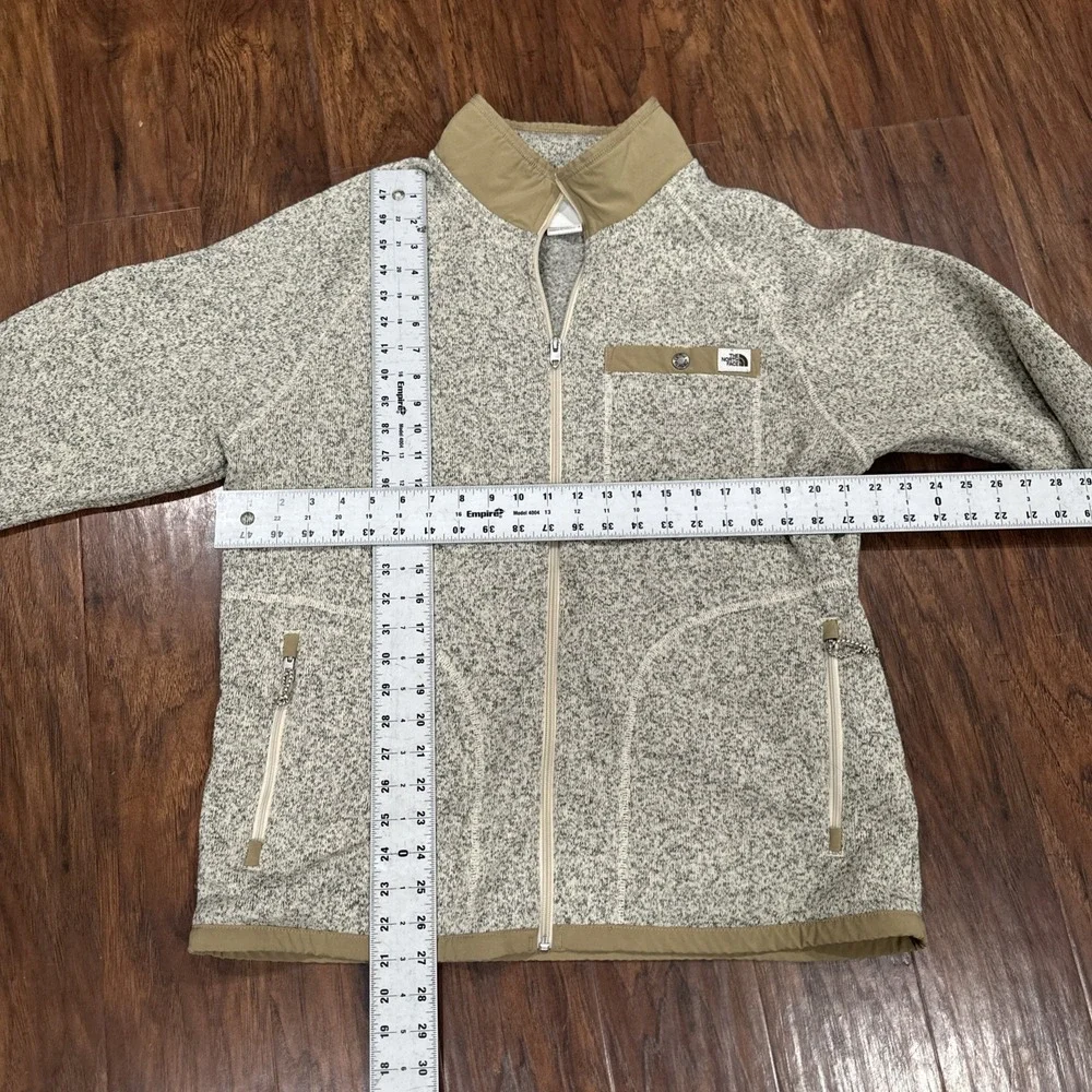 North Face Men Gordon Lyons Full Zip L Beige Sand Long Sleeve Fleece